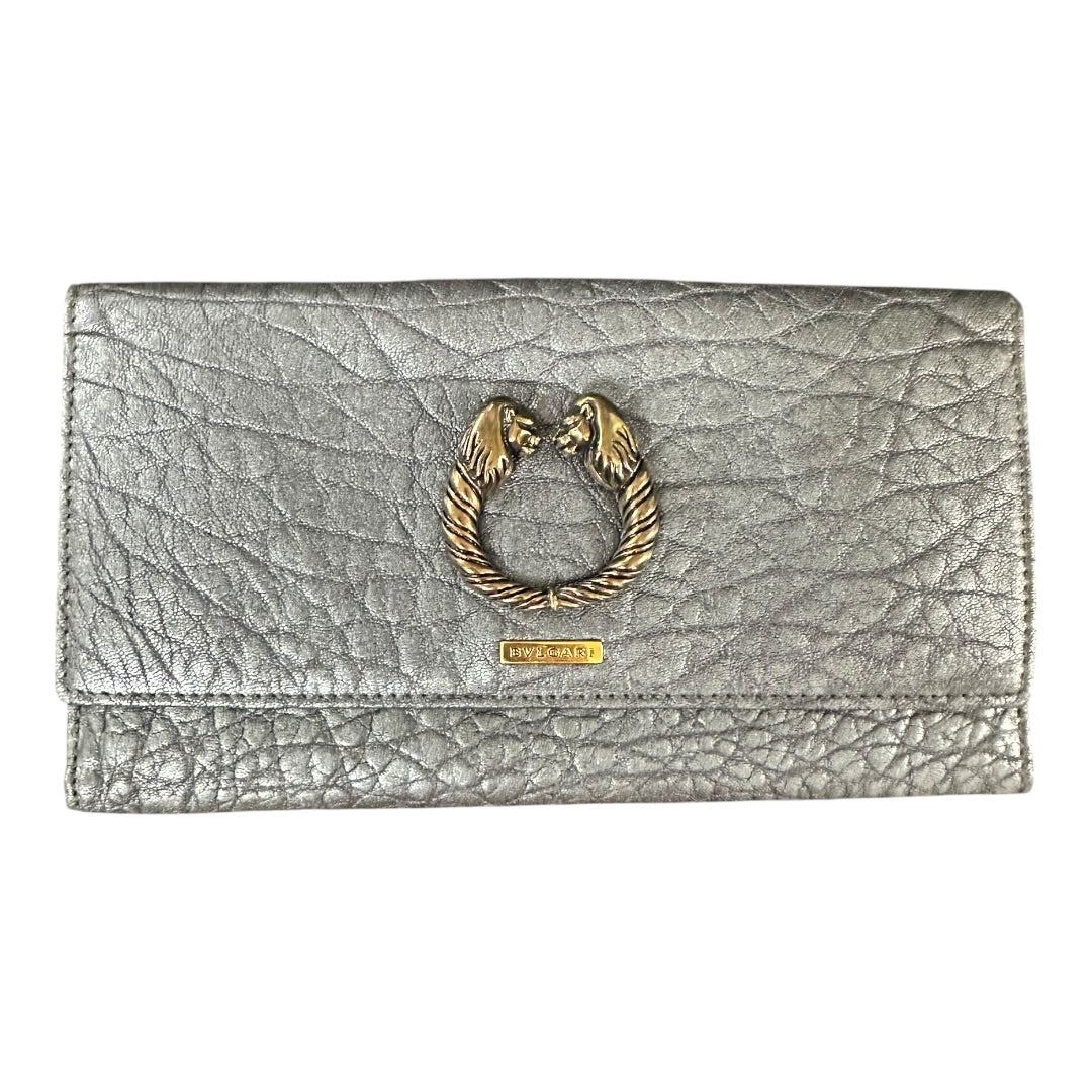 BVLGARI Authentic Bvlgari Leoni Lion Head Metallic Leather Long Wallet | Authentic Pre-Owned Luxury