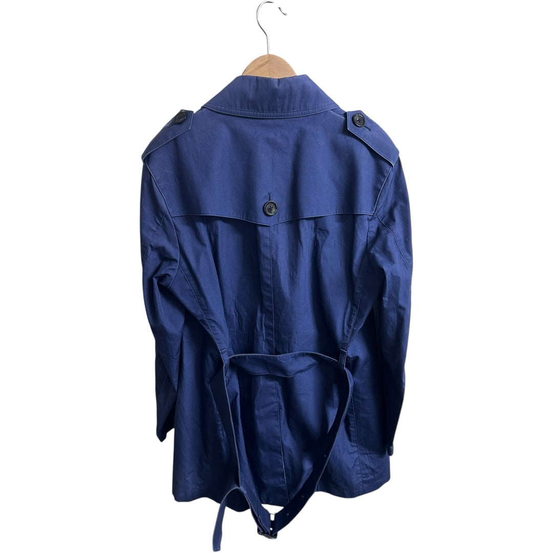 Burberry Authentic Burberry Black Label Blue Trench Coat with Pink Lining | Authentic Pre-Owned Luxury