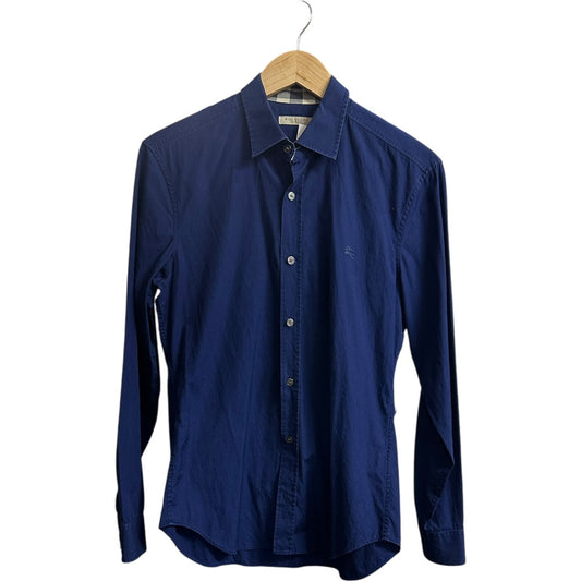 Burberry Authentic Burberry Brit Long Sleeve Shirt Blue with Check Trim | Authentic Pre-Owned Luxury