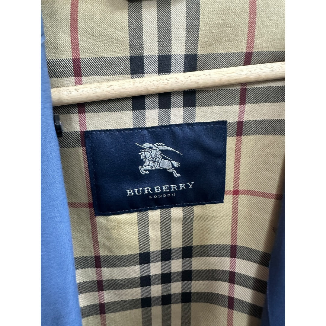 T-Family Authentic Burberry London Trench Coat Blue with Nova Check Lining | Authentic Pre-Owned Luxury