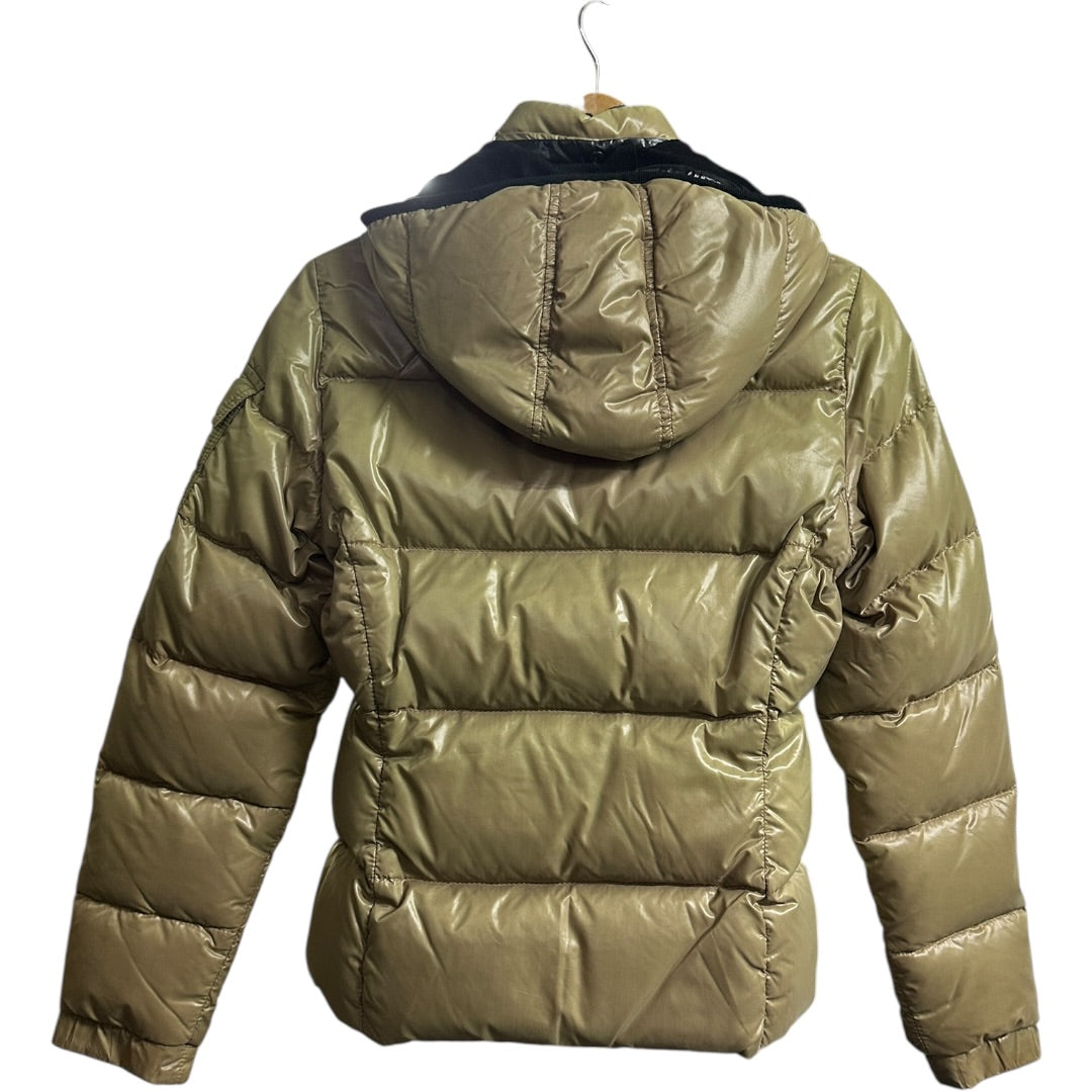 MONCLER Authentic Moncler Shiny Khaki Green Hooded Down Jacket | Authentic Pre-Owned Luxury