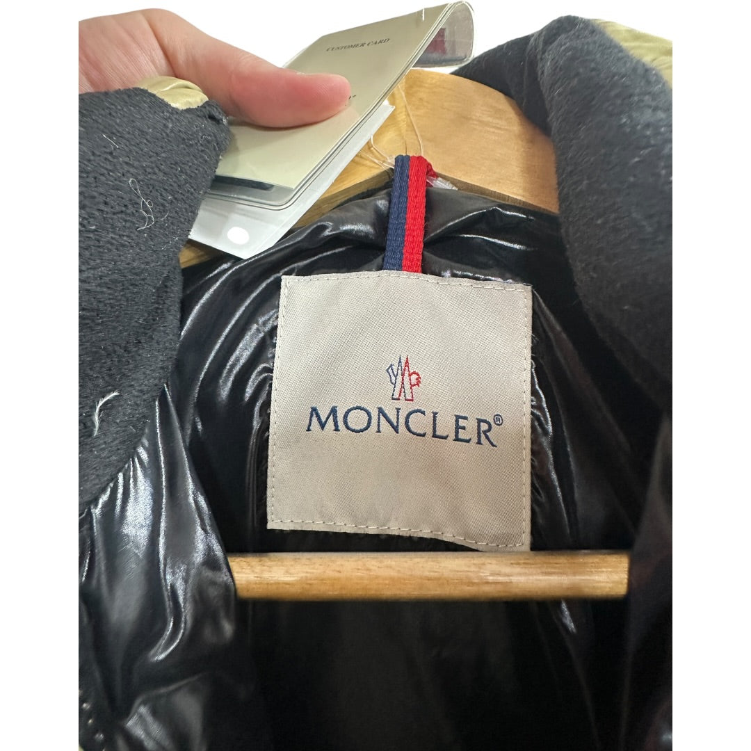 MONCLER Authentic Moncler Shiny Khaki Green Hooded Down Jacket | Authentic Pre-Owned Luxury