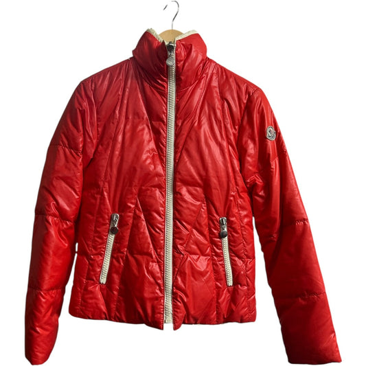 MONCLER Authentic Moncler Red Puffer Jacket with Graphic Back Design | Authentic Pre-Owned Luxury
