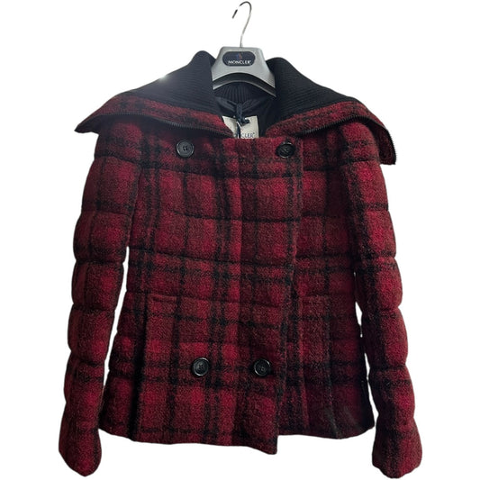 MONCLER Authentic Moncler Red Plaid Wool Blend Down Jacket | Authentic Pre-Owned Luxury