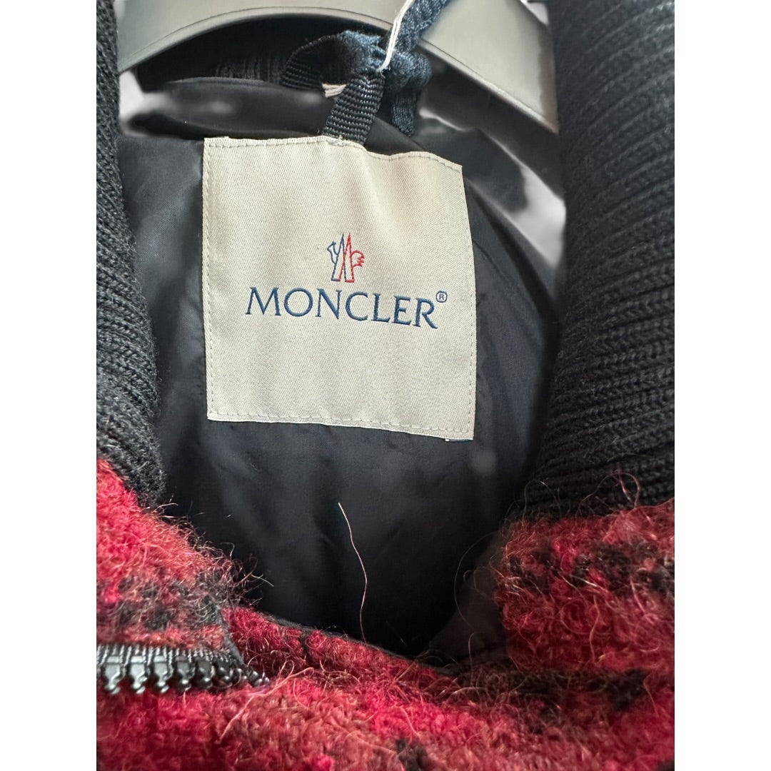 MONCLER Authentic Moncler Red Plaid Wool Blend Down Jacket | Authentic Pre-Owned Luxury