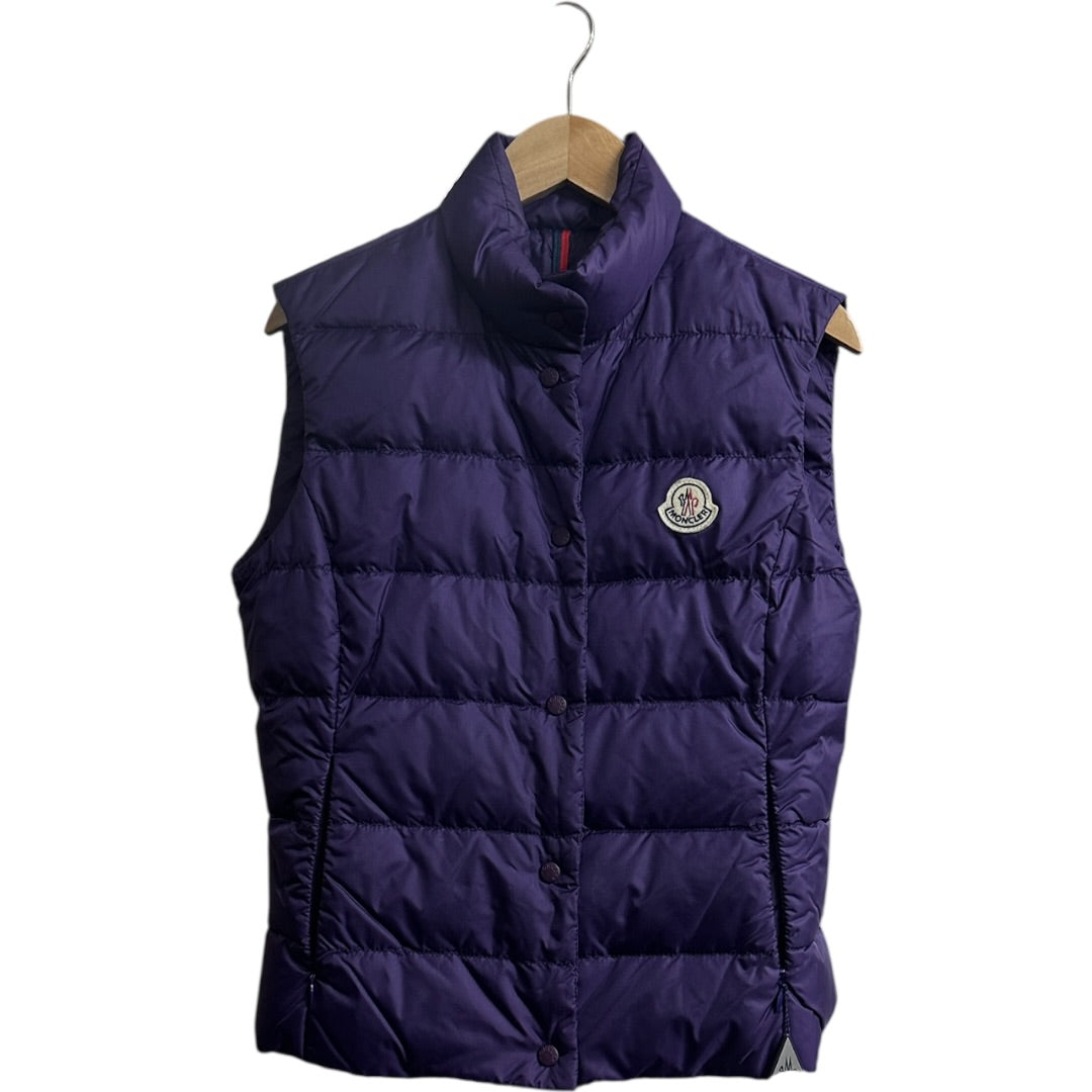 MONCLER Authentic Moncler Logo Down Vest Purple Quilted Gilet | Authentic Pre-Owned Luxury