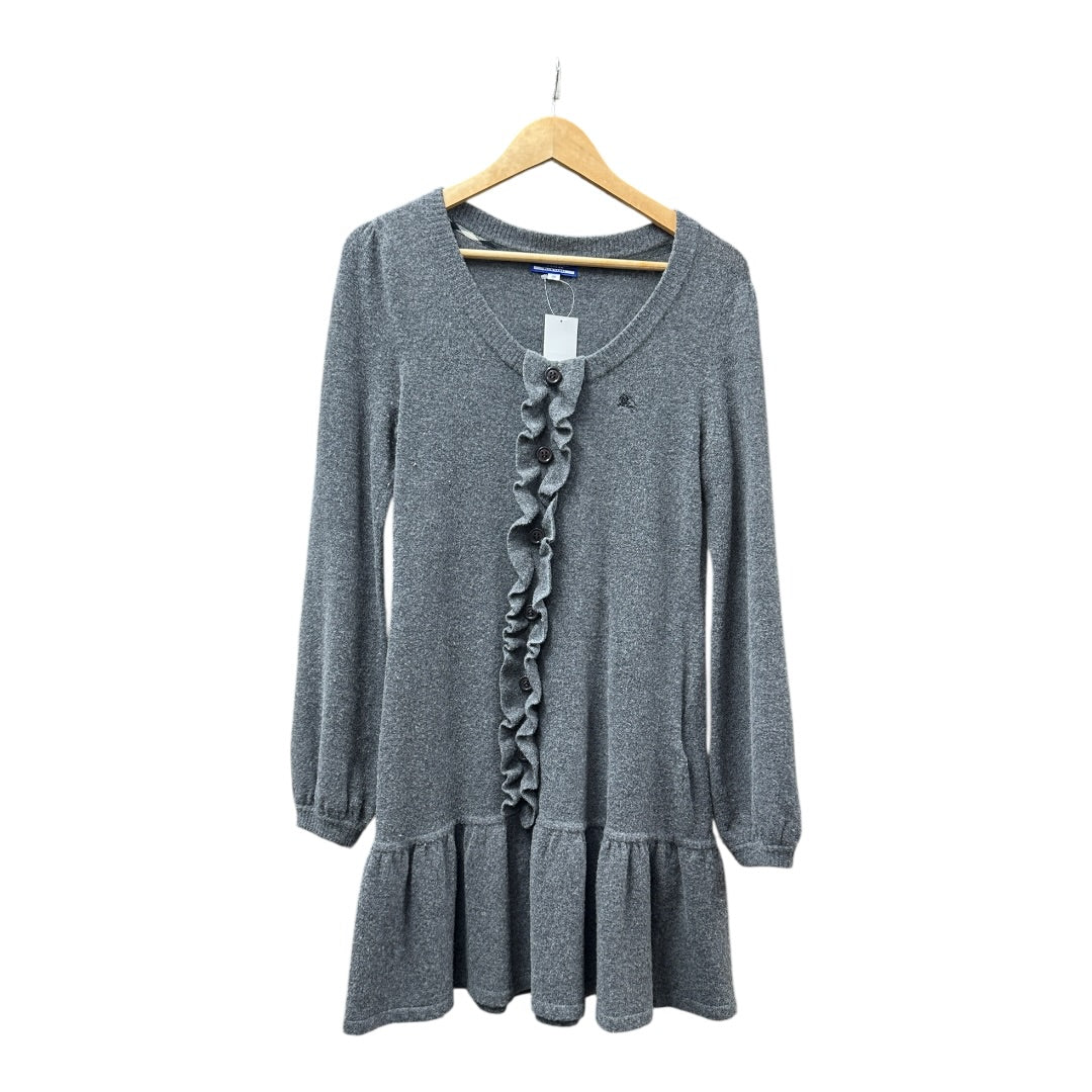 Burberry Authentic Burberry Blue Label Gray Ruffle Knit Dress with Back Ribbon | Authentic Pre-Owned Luxury