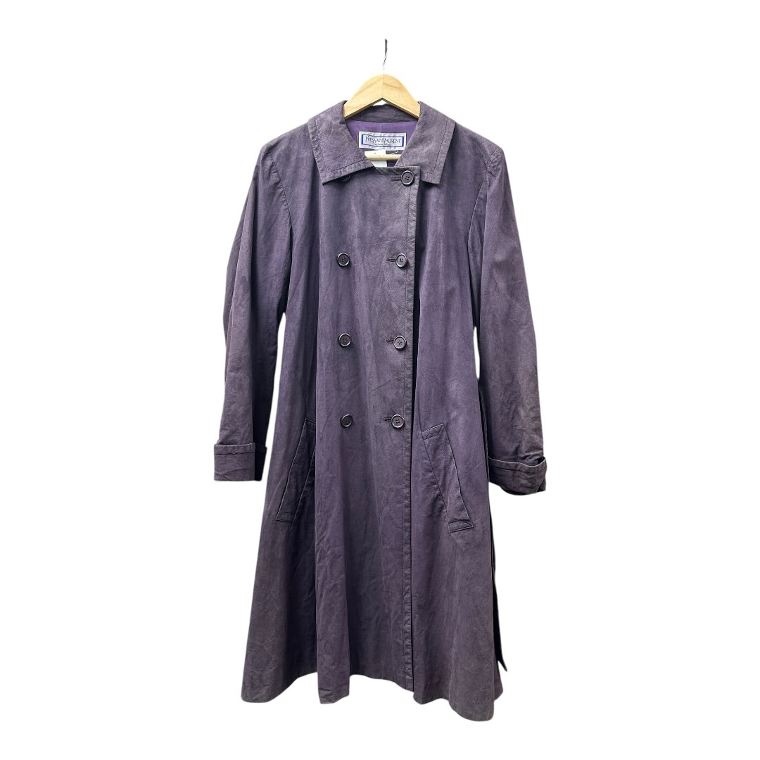 Yves Saint Laurent Authentic Yves Saint Laurent Purple Suede-Finish Trench Coat | Authentic Pre-Owned Luxury