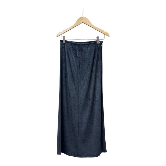 T-Family Authentic FENDI JEANS Black Velour Long Skirt with Logo Tape | Authentic Pre-Owned Luxury