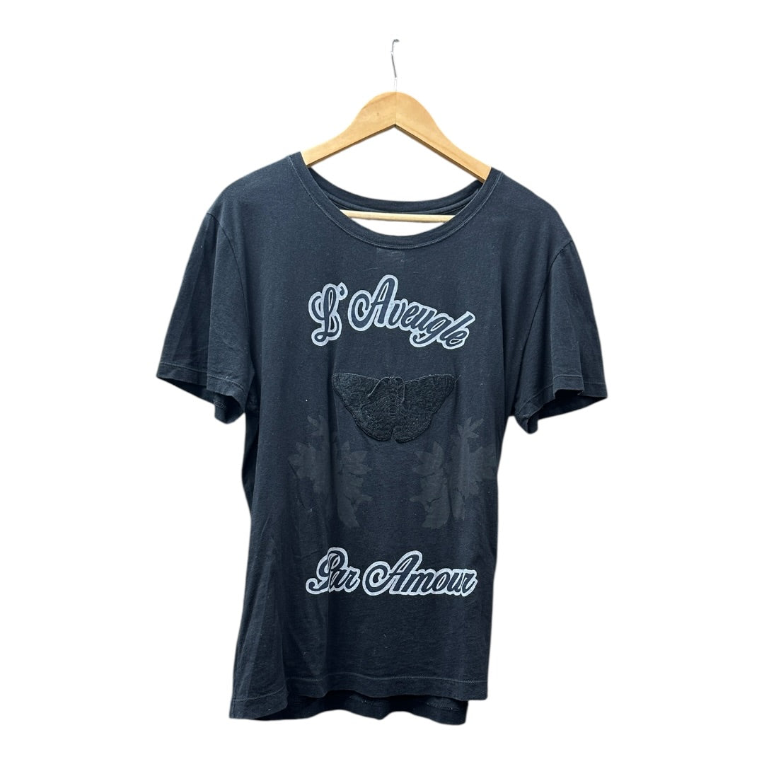 GUCCI Authentic GUCCI "L'Aveugle Par Amour" Butterfly Patch T-Shirt Black | Authentic Pre-Owned Luxury