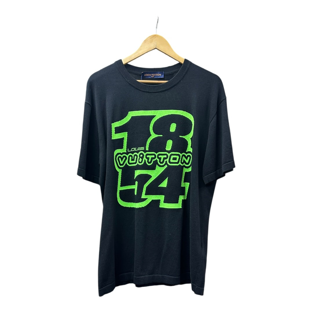 T-Family Authentic Louis Vuitton Black & Neon Green 1854 Logo Knit Top | Authentic Pre-Owned Luxury