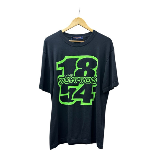 T-Family Authentic Louis Vuitton Black & Neon Green 1854 Logo Knit Top | Authentic Pre-Owned Luxury