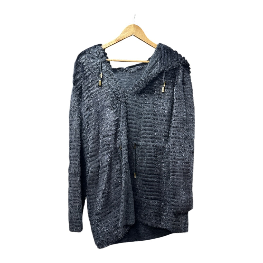 LOUIS VUITTON Authentic FENDI Roma Textured Fur Hooded Coat Charcoal Gray | Authentic Pre-Owned Luxury