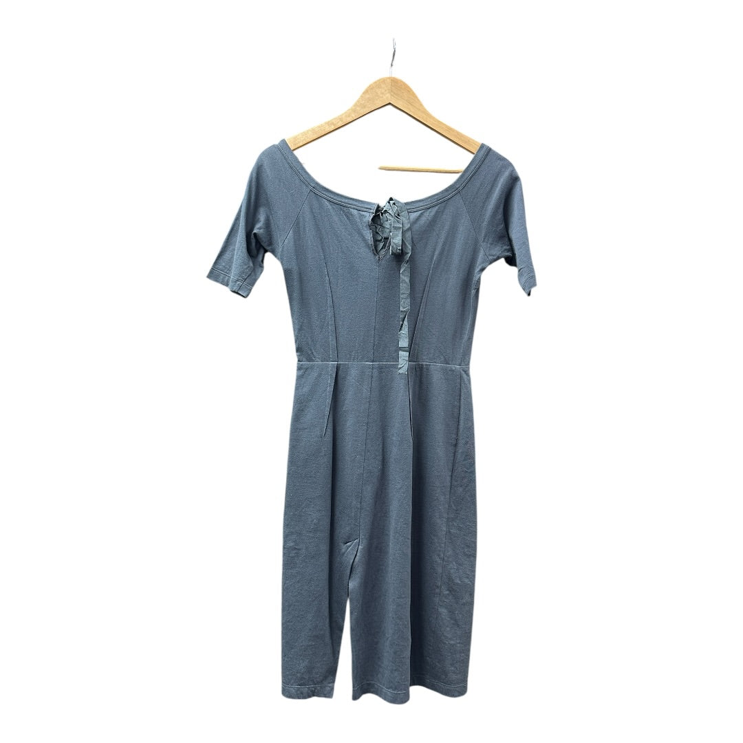 PRADA Authentic PRADA Gray Lace-Up Back Cotton Short-Sleeve Dress | Authentic Pre-Owned Luxury