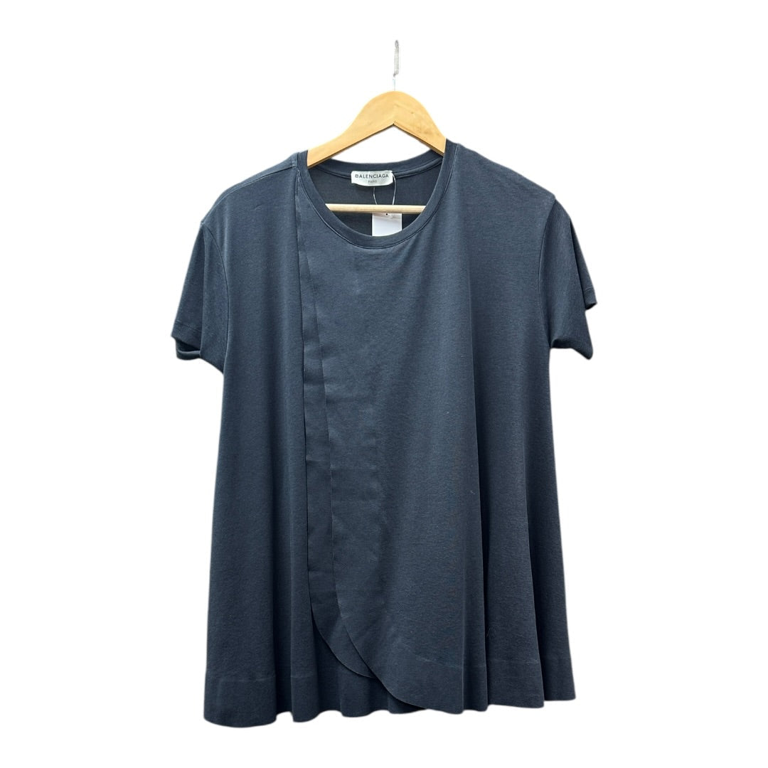 Balenciaga Authentic Balenciaga Black Asymmetric Drape Short Sleeve Top | Authentic Pre-Owned Luxury