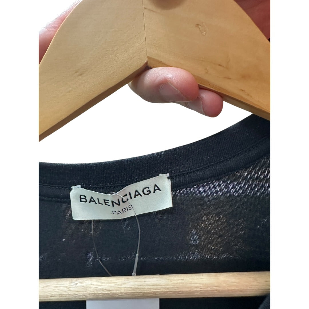 Balenciaga Authentic Balenciaga Black Asymmetric Drape Short Sleeve Top | Authentic Pre-Owned Luxury