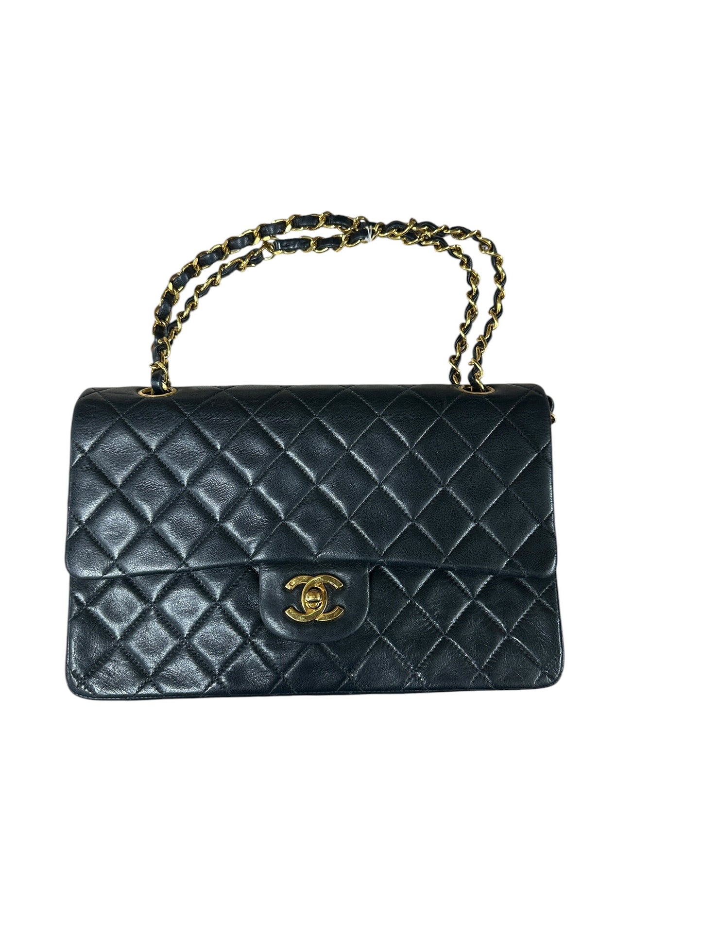 CHANEL Lambskin Classic Medium Double Flap Handbag Black Gold Hardware | Authentic Pre-Owned Luxury