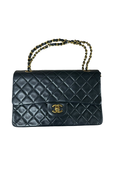 CHANEL Lambskin Classic Medium Double Flap Handbag Black Gold Hardware | Authentic Pre-Owned Luxury
