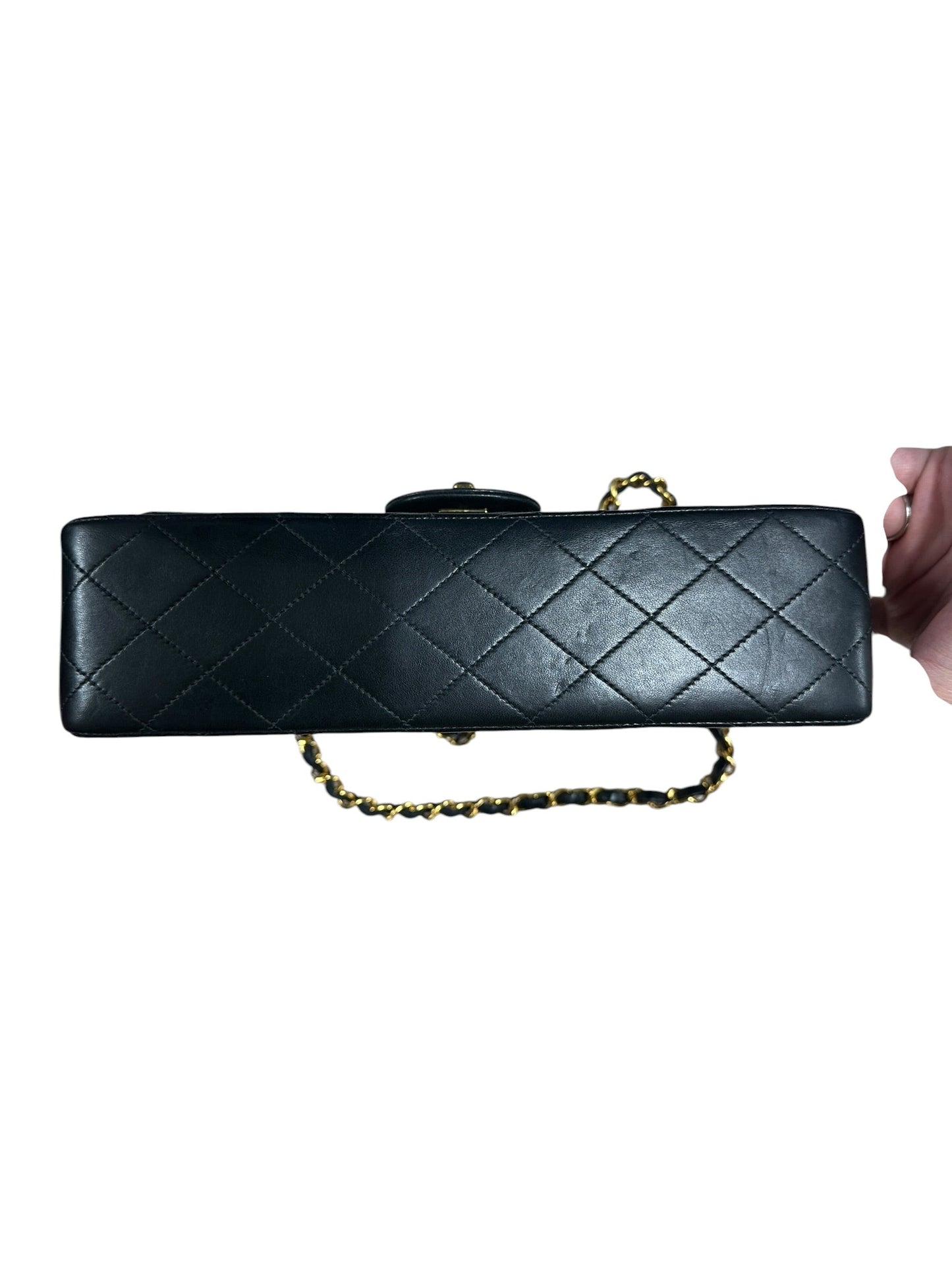 CHANEL Lambskin Classic Medium Double Flap Handbag Black Gold Hardware | Authentic Pre-Owned Luxury