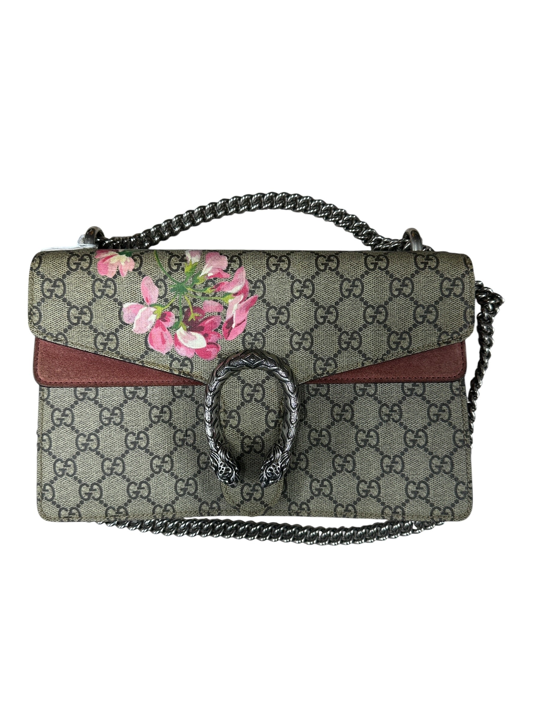 GUCCI GG Supreme Blooms Dionysus Small Shoulder Bag Beige Pink Silver Hardware | Authentic Pre-Owned Luxury
