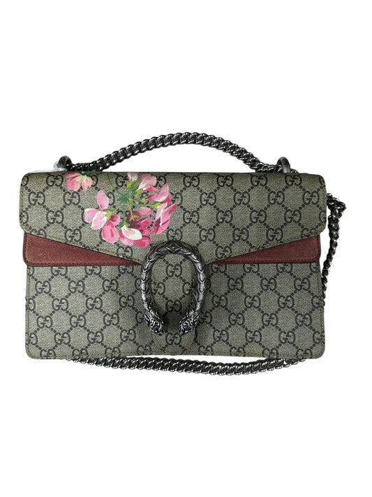 GUCCI GG Supreme Blooms Dionysus Small Shoulder Bag Beige Pink Silver Hardware | Authentic Pre-Owned Luxury