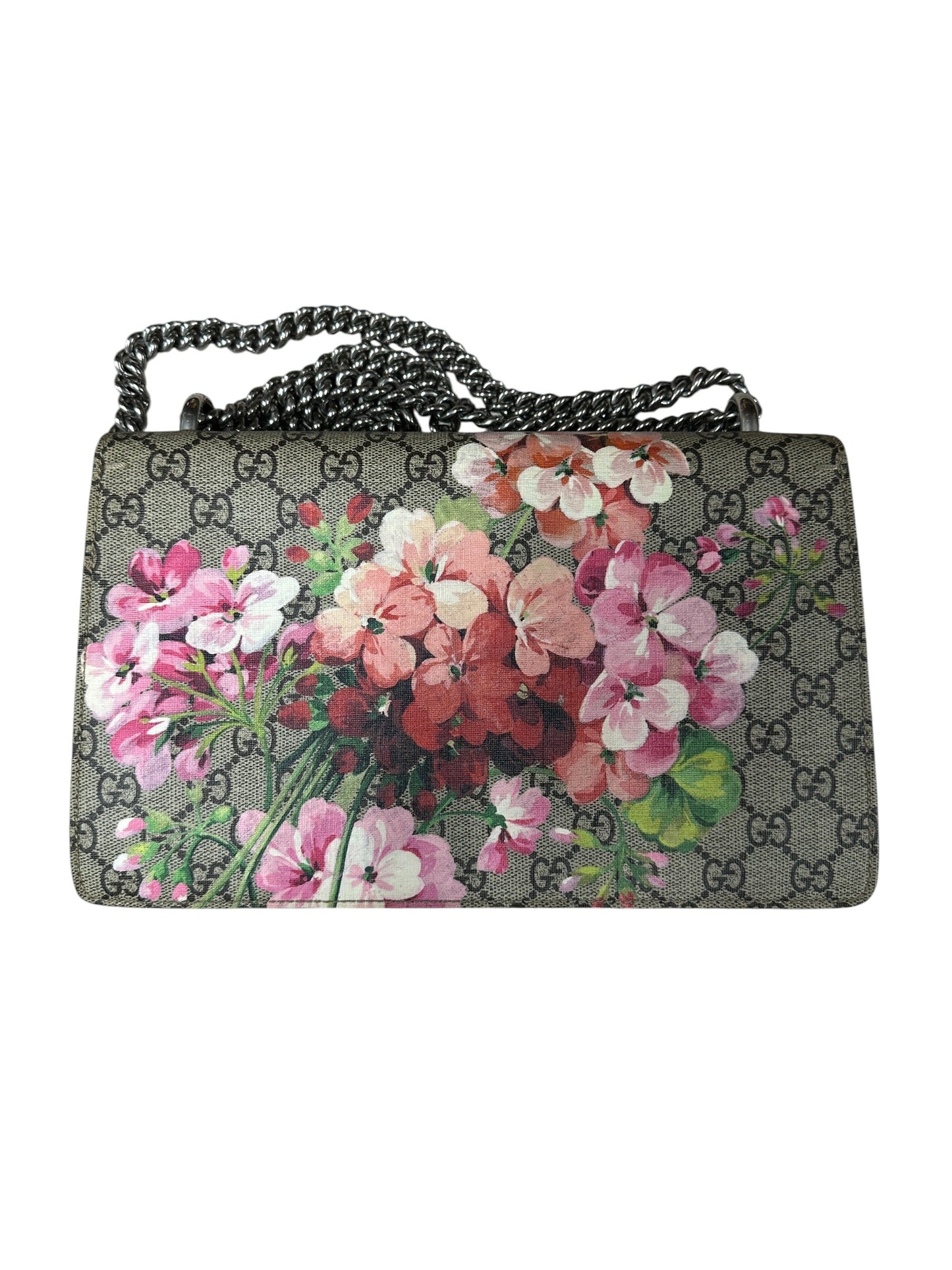 GUCCI GG Supreme Blooms Dionysus Small Shoulder Bag Beige Pink Silver Hardware | Authentic Pre-Owned Luxury
