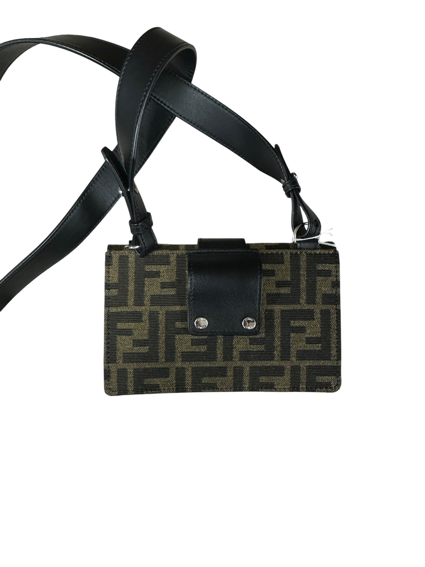FENDI Zucca Canvas Calfskin Leather Flap Crossbody Shoulder Bag Brown Black Silver Hardware | Authentic Pre-Owned Luxury