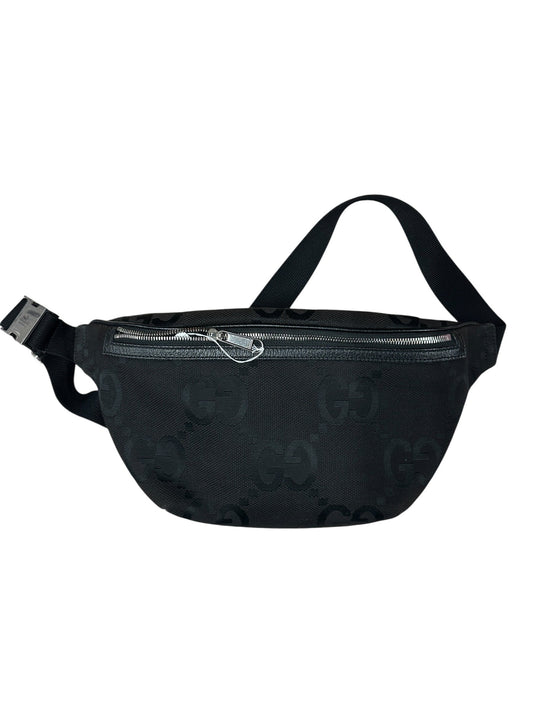 GUCCI Jumbo GG Canvas Belt Bag Bumbag Black Silver Hardware | Authentic Pre-Owned Luxury